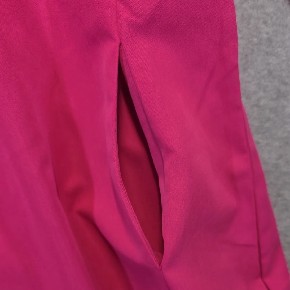 VONDA Hot Pink Shirt Dress Women’s Medium Long Sleeve Collared Shift